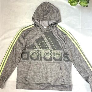 Adidas Heather Gray Hoodie with Neon Accents